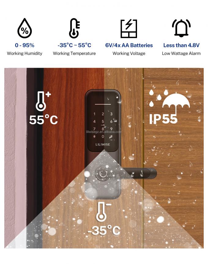 ফিঙ্গারপ্রিন্ট এবং কীপ্যাড সহ Tuya WiFi BLE স্মার্ট ডোর লক 3