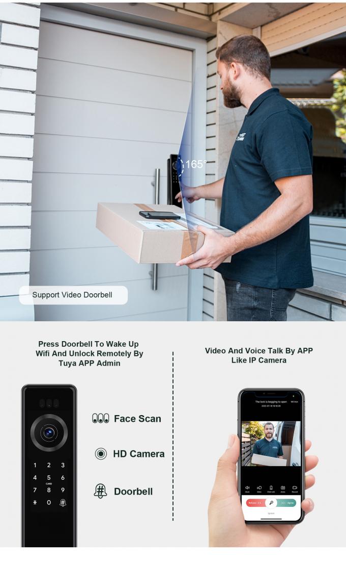 লিলিওয়াইজ ফেচাদুরা ডিজিটাল তুয়া ইন্টেলিজেন্ট সের্রাডুরা ওয়াইফাই সিকিউরিটি ওয়্যারলেস পাসওয়ার্ড কীলেস স্মার্ট ডোর লক ক্যামেরা সহ 8