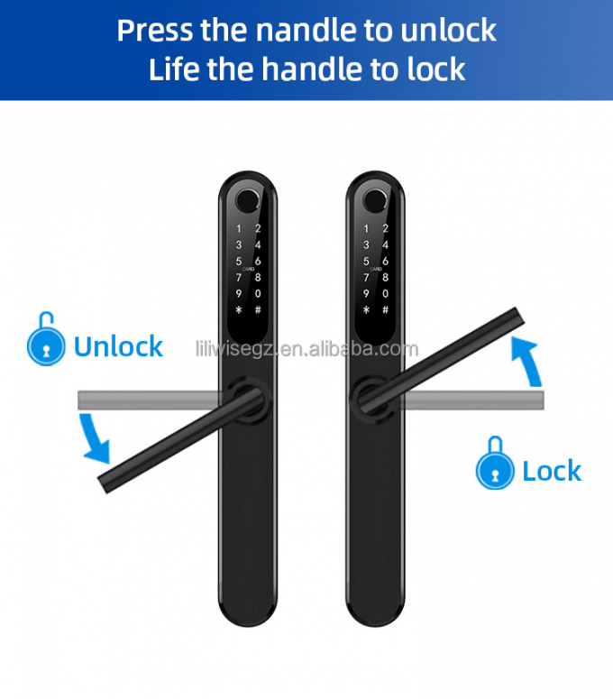 Liliwise Custom Security Electronic Waterproof Ip66 Digital Ttlock Tuya Wifi Fingerprint Sliding Slim Smart Door Lock 8