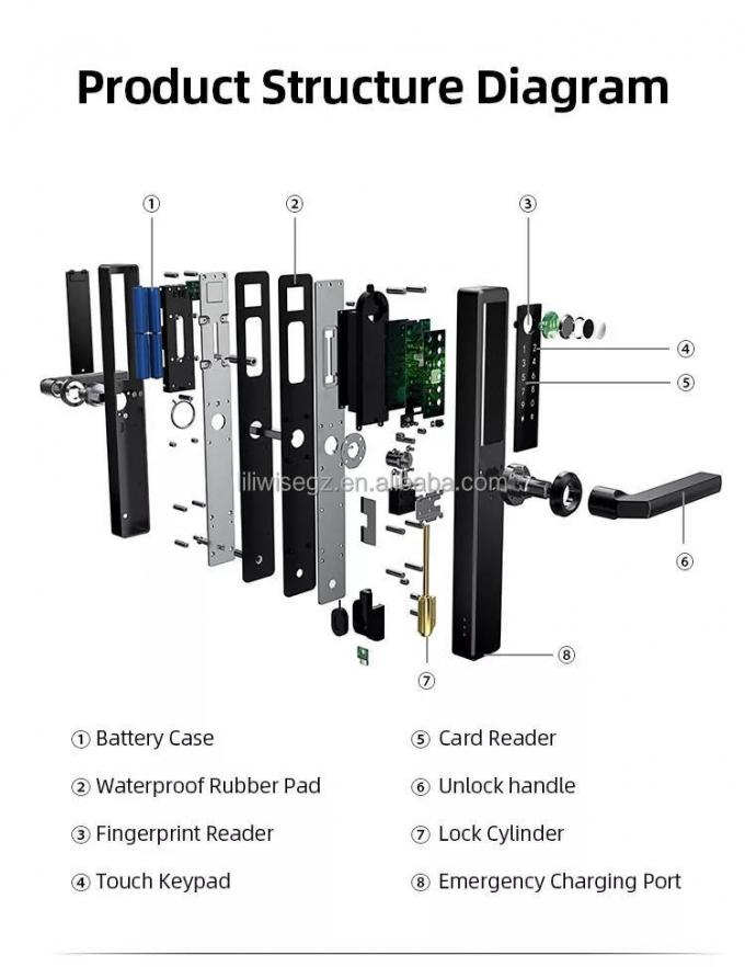লিলিওয়াইজ স্টেইনলেস স্টীল ওয়াটারপ্রুফ স্মার্ট লক আউটডোর টিউয়া টিটলক ওয়াইফাই কীলেস স্মার্ট ডোর লক এপিআই সহ 8